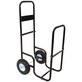 Sunnydaze - Powder-Coated Steel Log Cart Carrier and Storage Rack with Wheels - Black