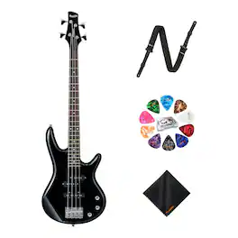 Ibanez - GSRM20 4-String Bass Black Guitar, Right Handed+Strap+Guitar Picks Bundle
