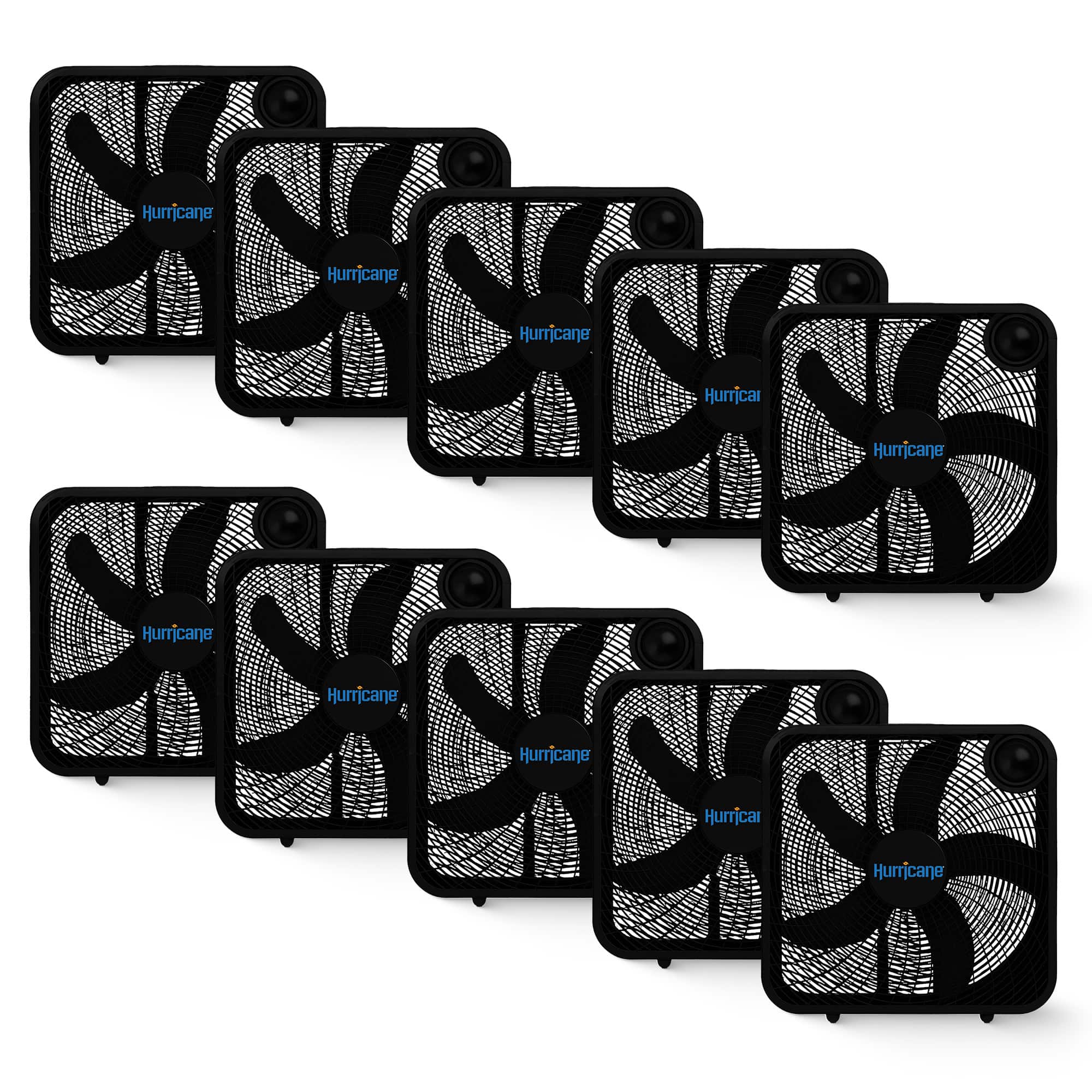 Hurricane - 20" Classic Series Floor Box Fan with 3 Speed Settings, 10 Pack - Black