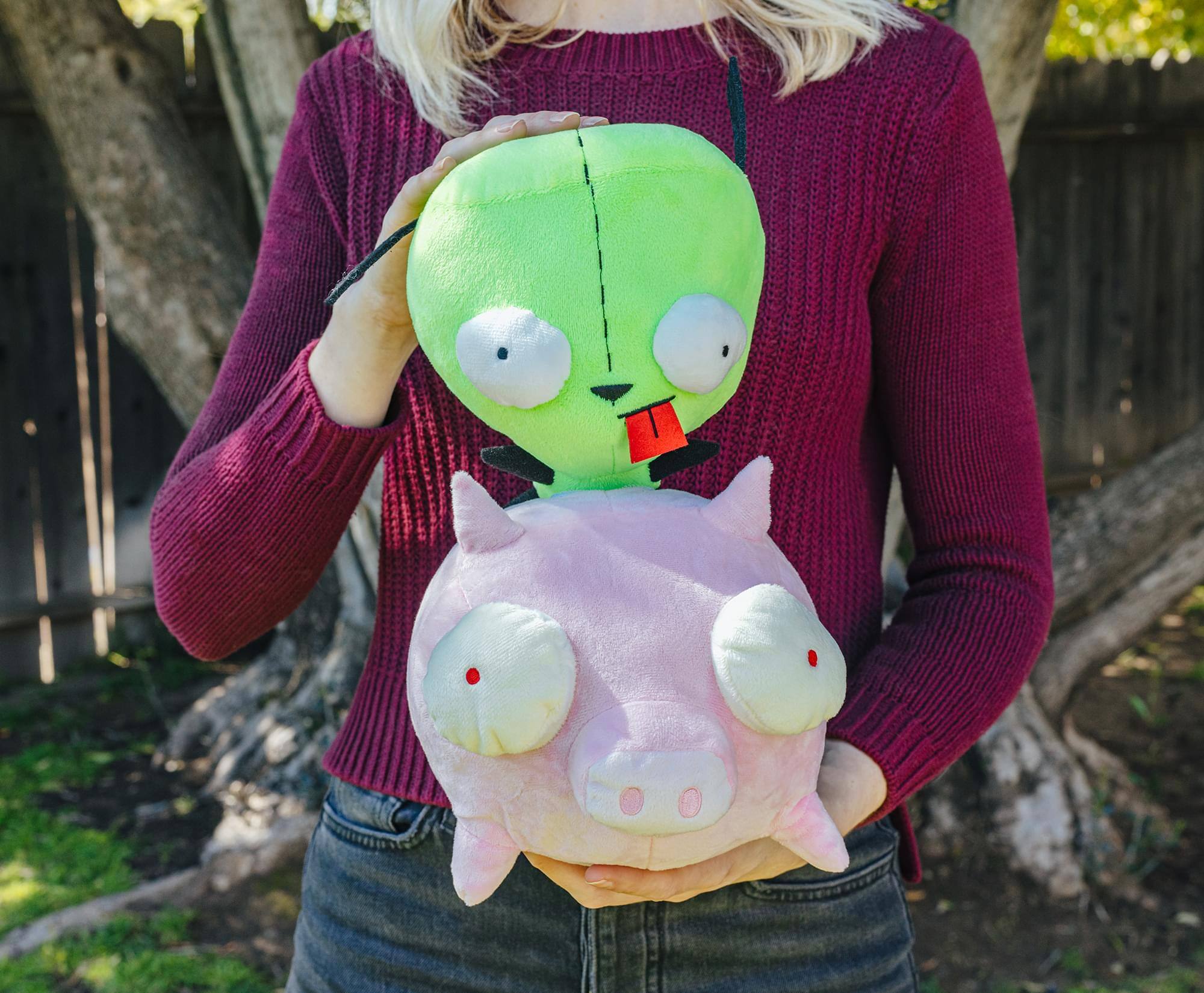 Alt View 4. Golden Bell Studios - Invader Zim GIR Riding Pig 10-Inch Plush - Multi-Colored.