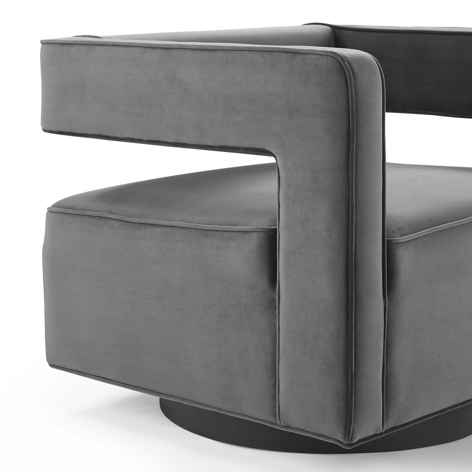 Alt View 5. Modway - Booth Performance Velvet Performance Velvet Swivel Armchair by Modway - Gray.