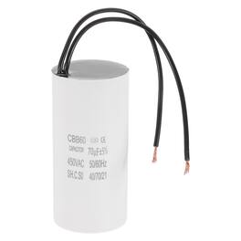 Unique Bargains - 70uF CBB60 Running Capacitor, AC 450V 2 Wires 50/60Hz for Refrigerators, Washing Machines, Water Pumps - White