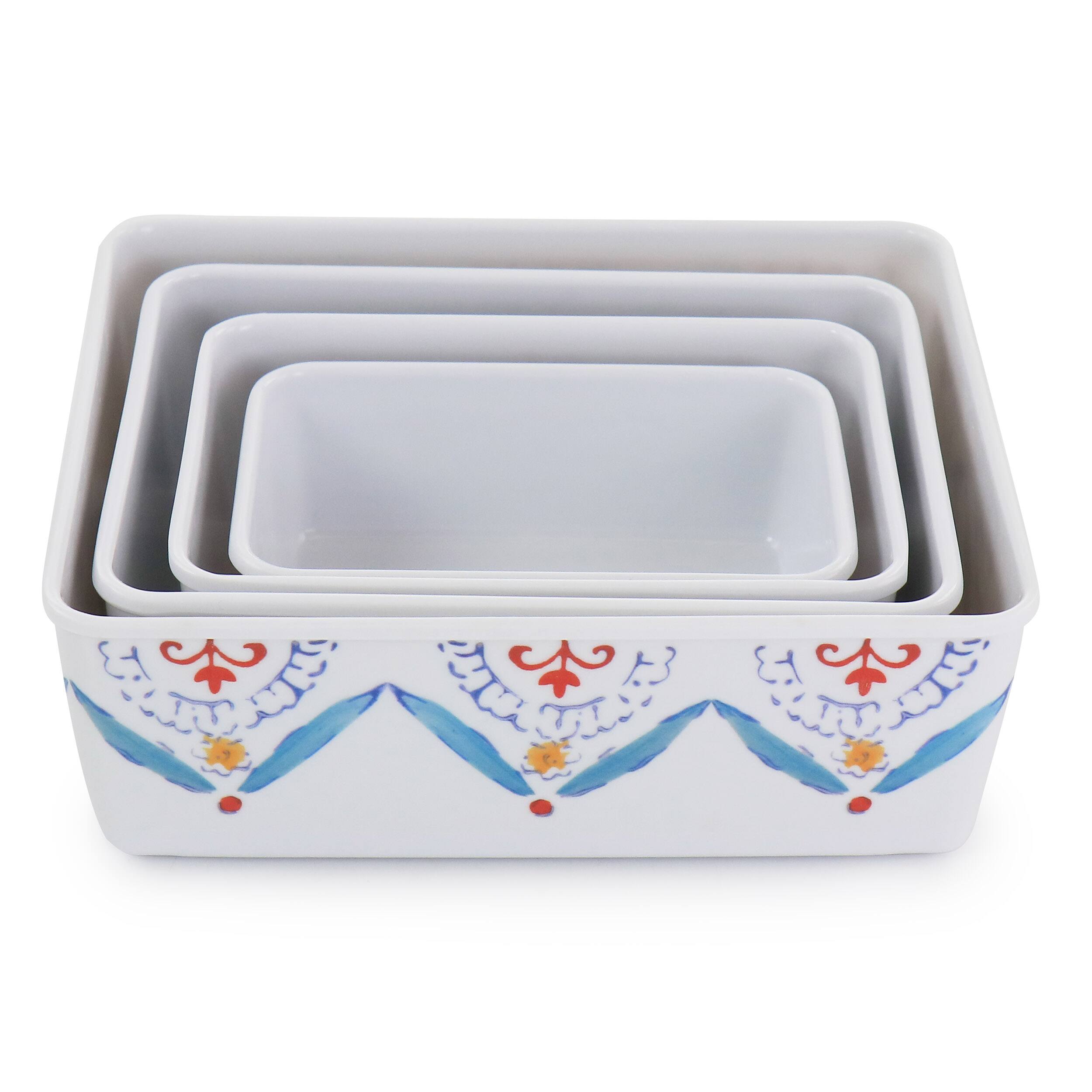 Left. Gibson - Gibson Home 8 Piece Anaya Rectangular Nesting Food Storage Set - White.
