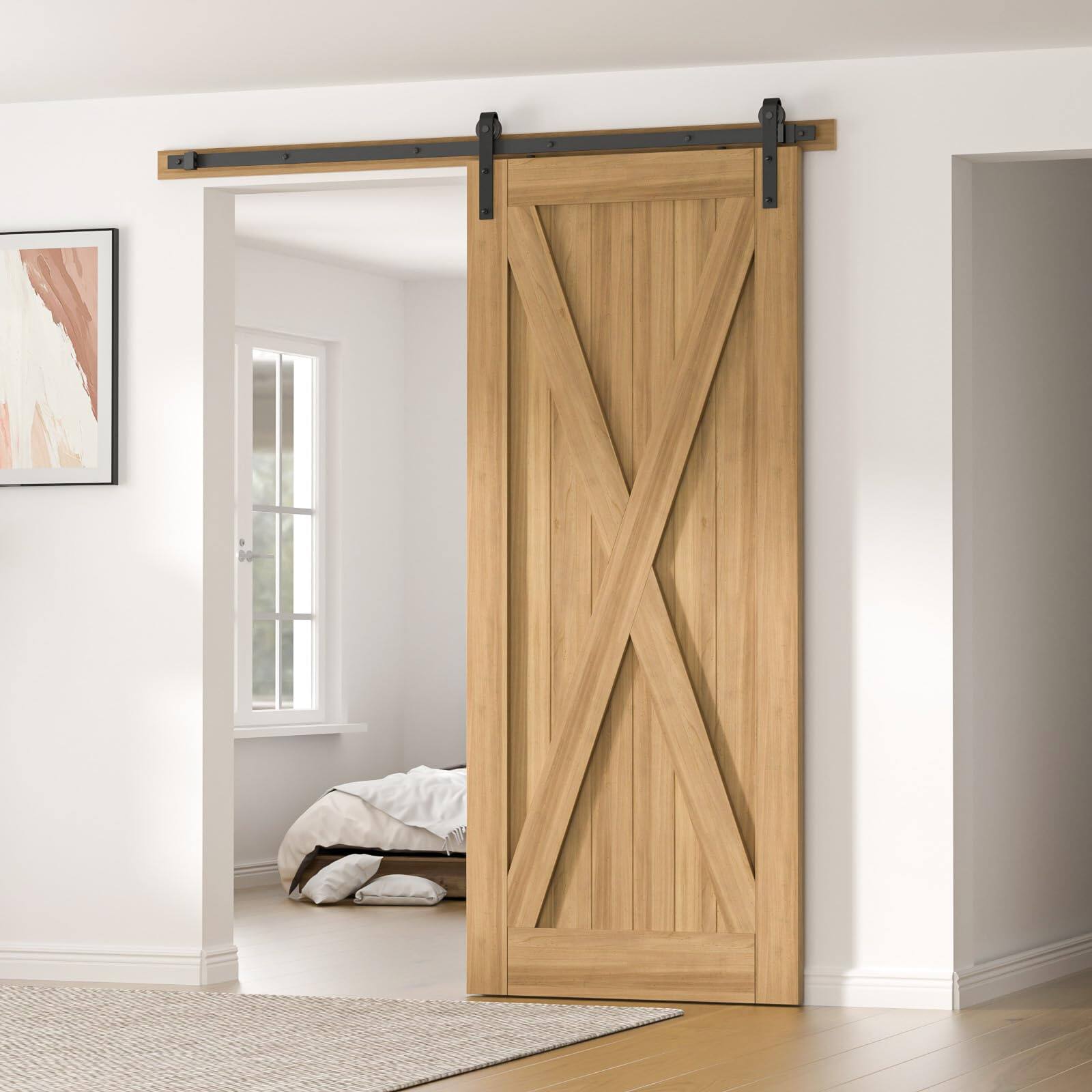 Back. Empire DigiLabs - 6 Sliding Barn Door Hardware Kit For Single Door-sturdy&smoothly&quietly-heavy Duty-easy To Install Fit 36 ... - 6FT-Single Doors.