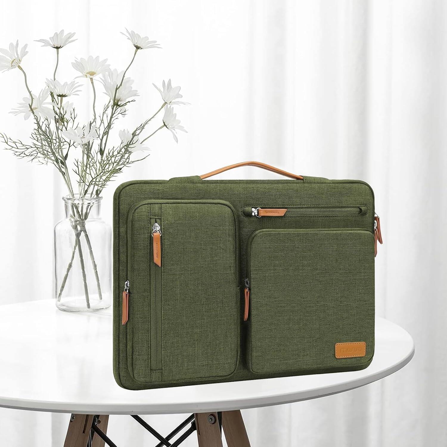 Alt View 3. mosiso - 360 Protective Laptop Handbag Sleeve 13 inch for MacBook Air 13 M5 M4 M3 M2 M1 2026-2018/Pro 13 2025-2016/ Neo 13 2026 - Olive Green.