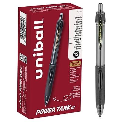 Sure, here is the corrected and grouped text:
**Uniball Power Tank RT**
- **Model:** 42070
- **Features:**
- Smooth, Quick Drying
- Ballpoint Stylo
- 1.0mm Medium
- Black (Noir)
- Protects Against Water, Fading, and Extreme Conditions
- Works in Extreme Conditions
- **Packaging:**
- 12 Pens
- **Additional Information:**
- Water Proof
- Fade Proof
- Works in Extreme Conditions
- Tank Power
- **Language:**
- English, French, Spanish
**Text on the Box:**
- Uniball
- POWER TANK RT
- Smooth, Quick Drying
- Ballpoint Stylo
- 1.0mm Medium
- Black (Noir)
- Protects Against Water, Fading, and Extreme Conditions
- Works in Extreme Conditions
- 12 Pens
**Text on the Pen:**
- Uniball
- POWER TANK RT
- 1.0mm