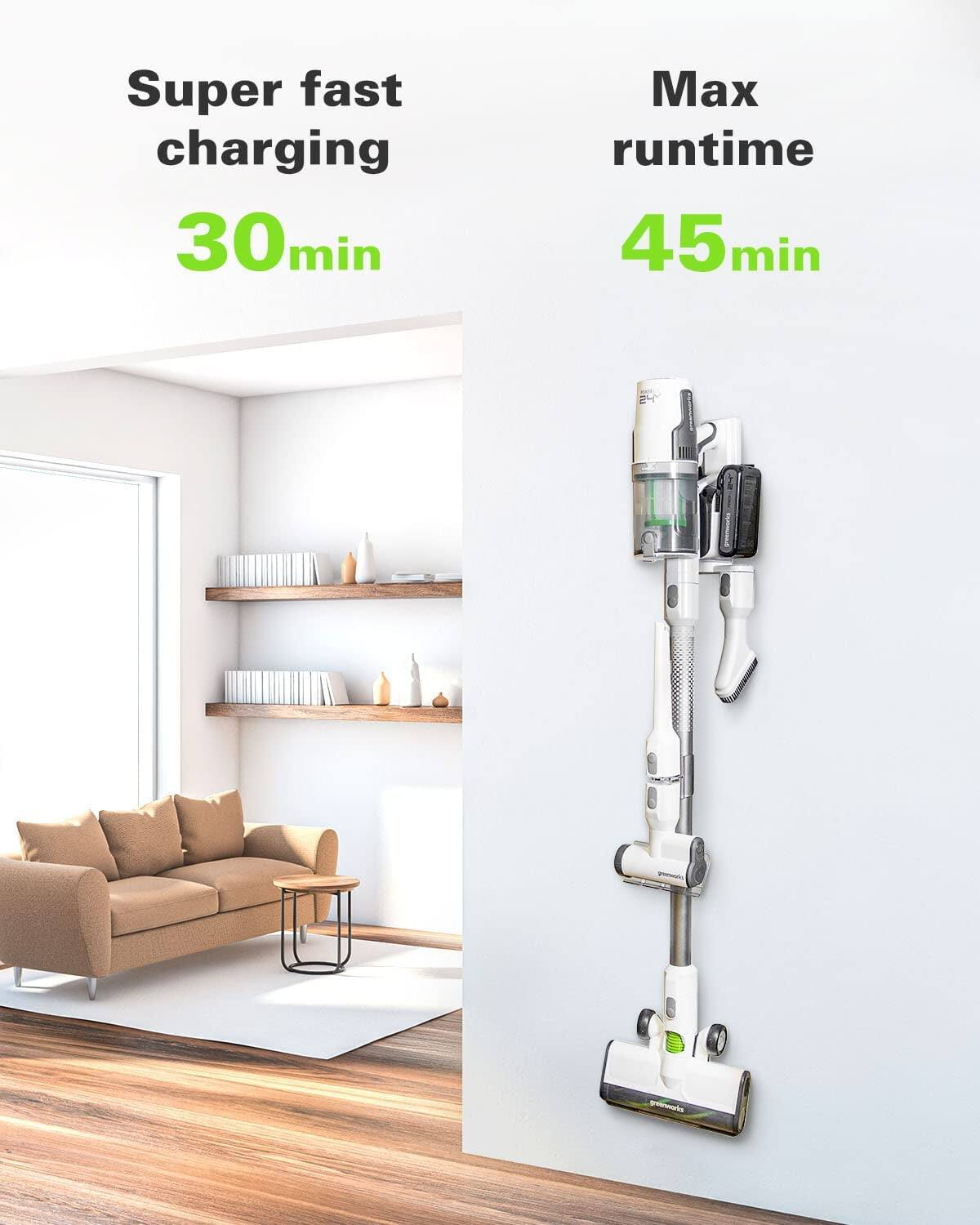 Super fast charging  
30 min  

Max runtime  
45 min