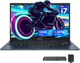 ASUS - Vivobook 14" FHD IPS Laptop,Intel i7-1355U,16GB RAM,1TB SSD+288GB Docking Station,Intel UHD Graphics,Win 11 - Blue