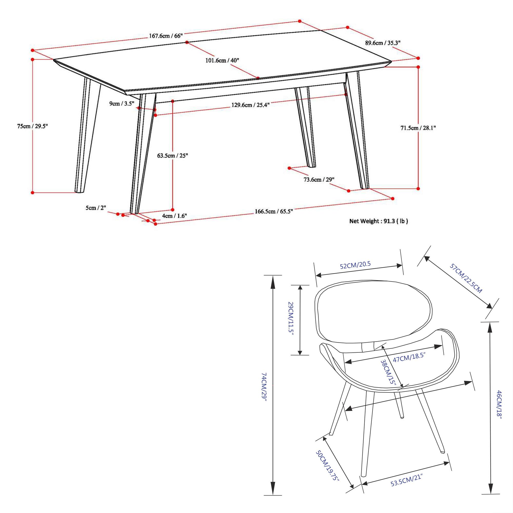 Sure, here is the corrected and grouped text from the image:

---

**Table Dimensions:**

- 167.6cm / 66"
- 101.6cm / 40"
- 129.6cm / 25.4"
- 75cm / 29.5"
- 63.5cm / 25"
- 73.6cm / 29"
- 166.5cm / 65.5"
- 89.6cm / 35.3"
- 71.5cm / 28.1"
- 73.6cm / 29"
- 75cm / 29.5"
- 5cm / 2"
- 4cm / 1.6"
- 25.4"
- 25.4"
- 25.4"
- 25.4"
- 25.4"
- 25.4"
- 25.4"
- 25.4"
- 25.4"
- 25.4"
- 25.