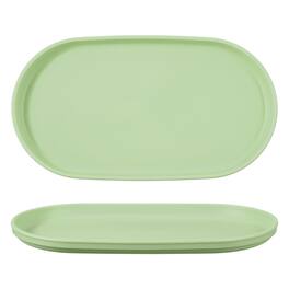 Unique Bargains - 2pcs Fast Food Serving Trays, 9.4x5.1" Oval Reusable Restaurant Tray for Kitchen Coffee Fruit Burger Lunch - Cream Green
