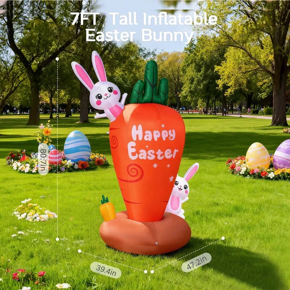 7FT Tall Inflatable Easter Bunny  
80.7in  
Happy Easter  
39.4in  
47.2in