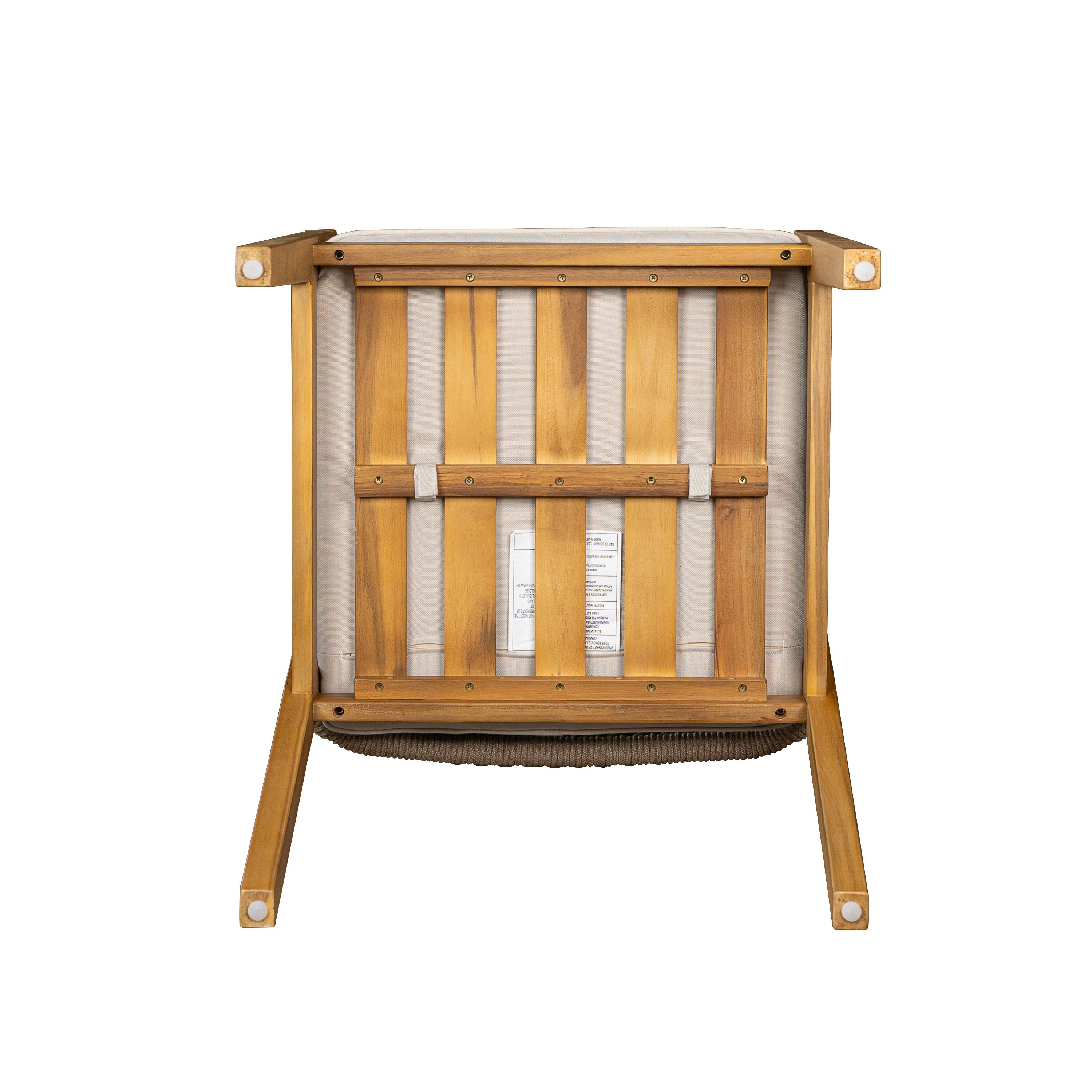 Alt View 7. Whisen - 5-Piece Outdoor Acacia Wood Dining Set - 1 Table and 4 Cushioned Chairs - Light Teak|Beige.