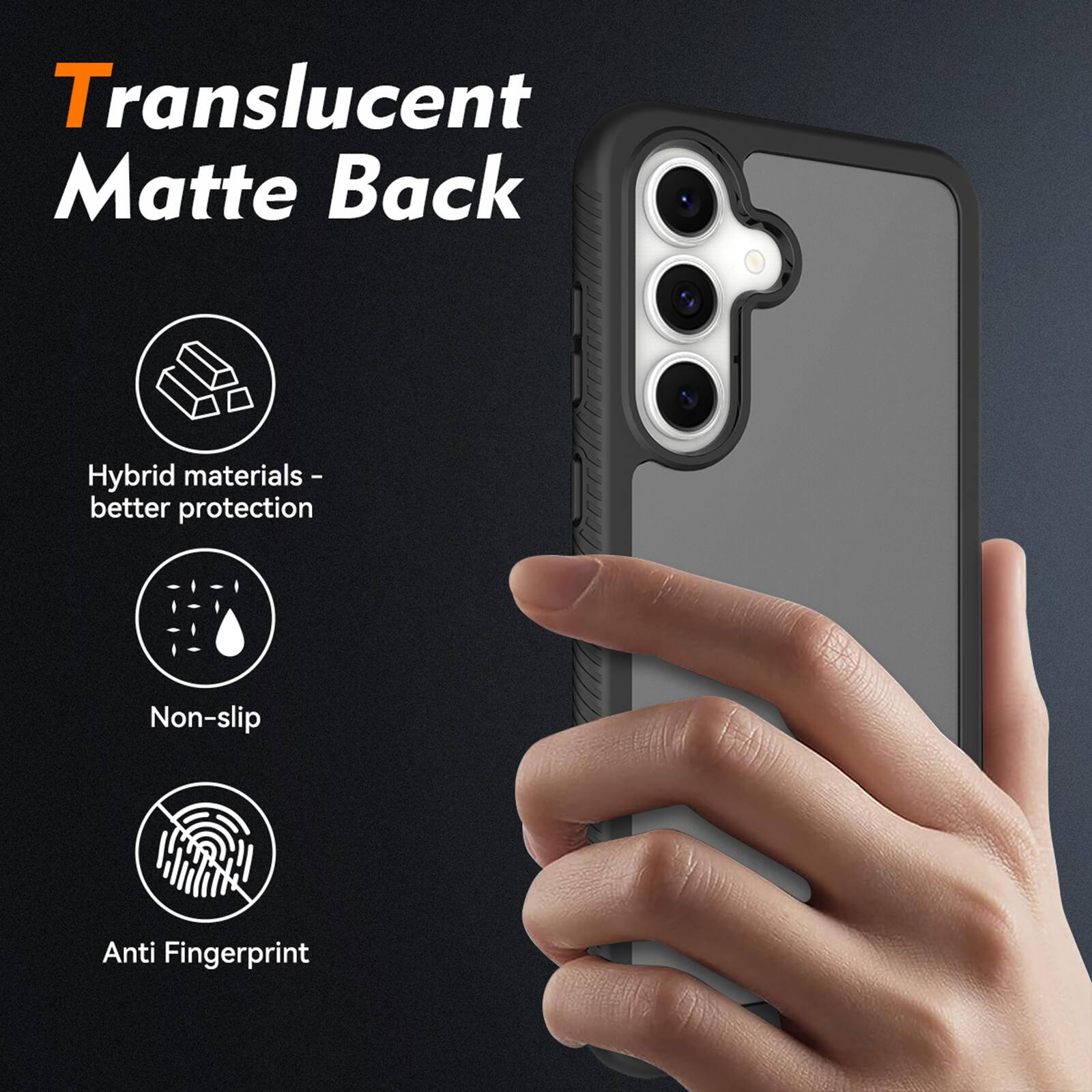 Translucent Matte Back

Hybrid materials - better protection

Non-slip

Anti Fingerprint