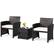 Front. Costway - 3PCS Patio Wicker Furniture Set Storage Table W/Protect Cover Cushioned - Off White,Mix Brown.