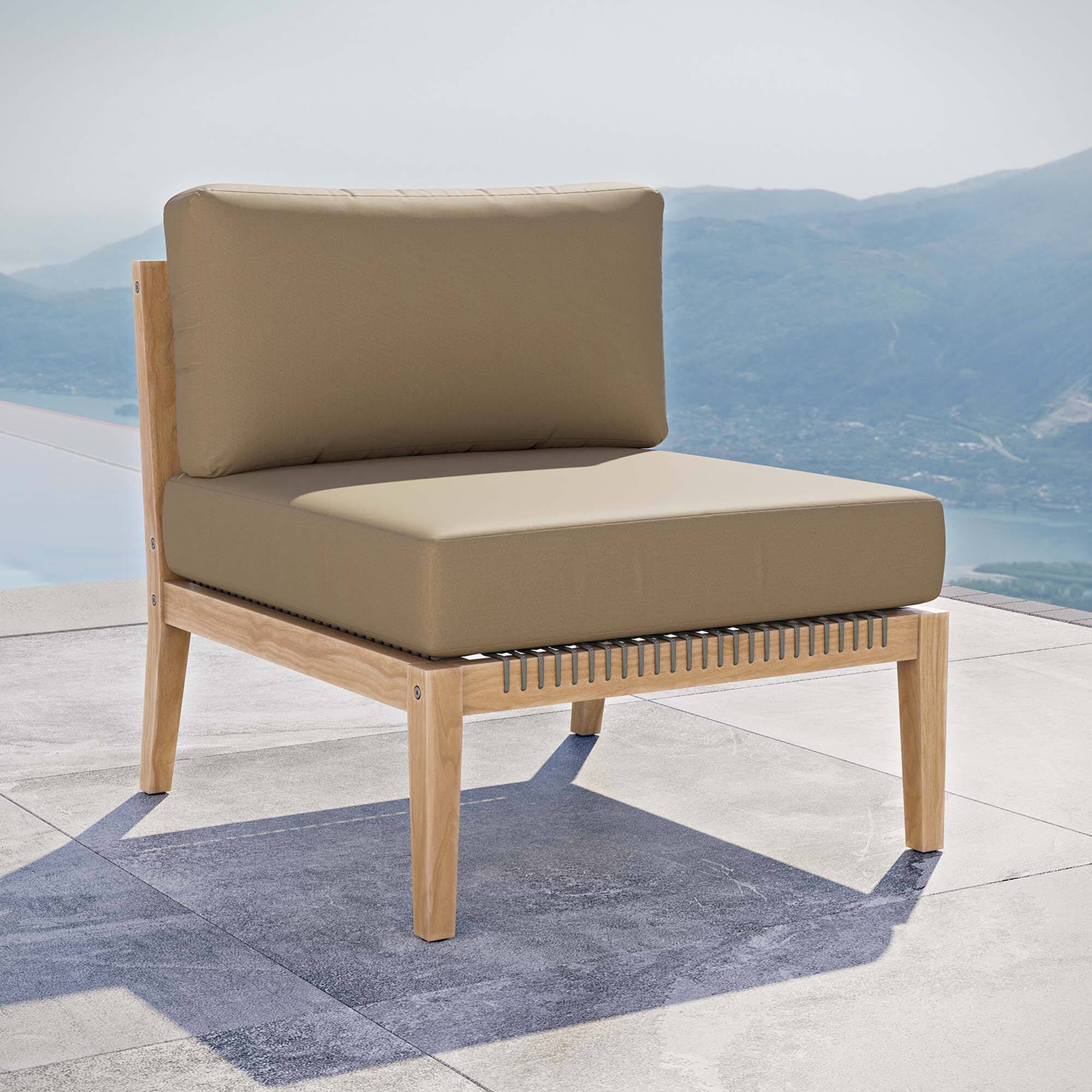 Front. Modway - Clearwater Outdoor Patio Teak Wood Armless Chair by Modway - Gray Light Brown.