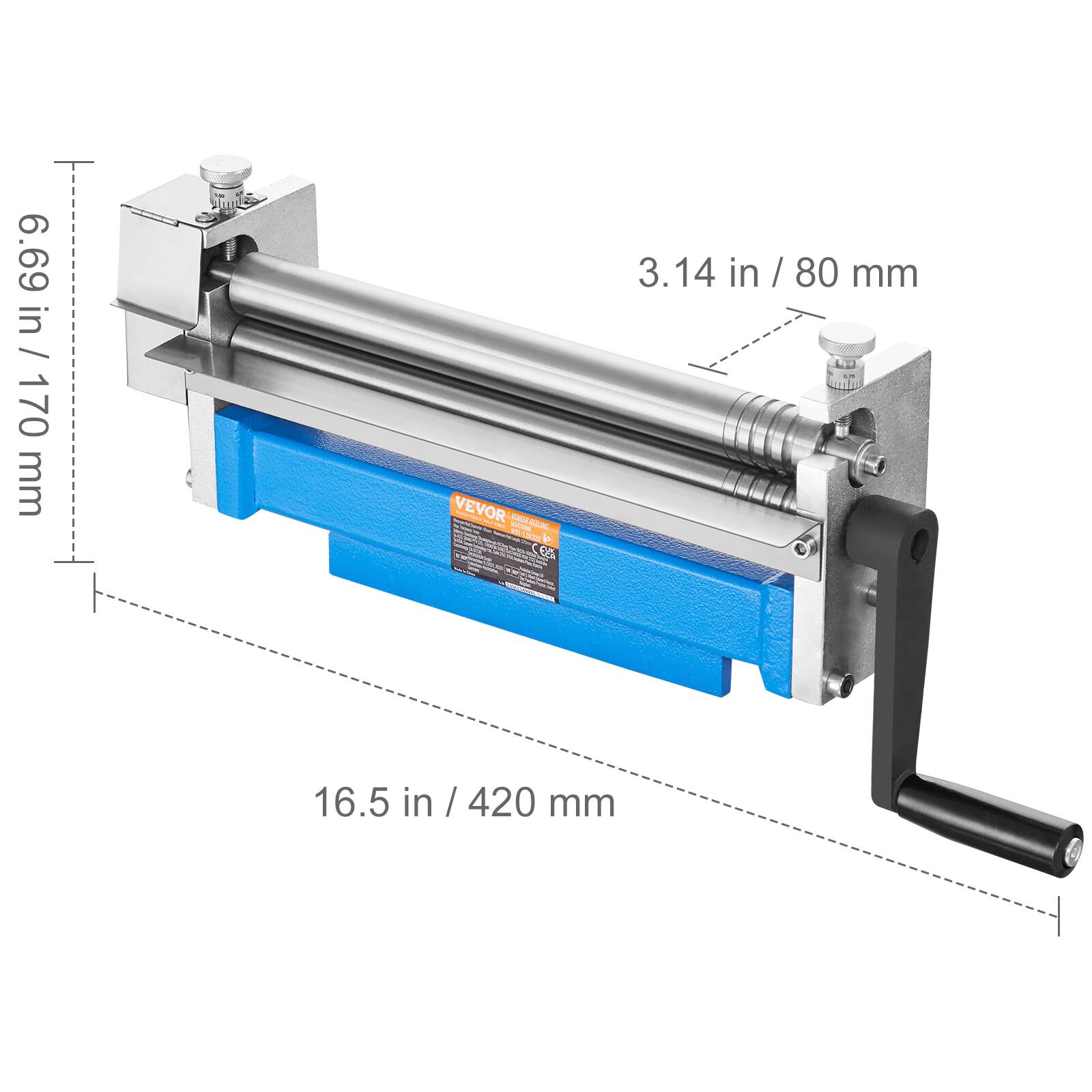 6.69 in / 170 mm  
3.14 in / 80 mm  
16.5 in / 420 mm