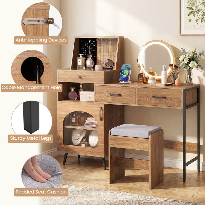 Anti-toppling Devices  
Cable Management Hole  
Sturdy Metal Legs  
Padded Seat Cushion
