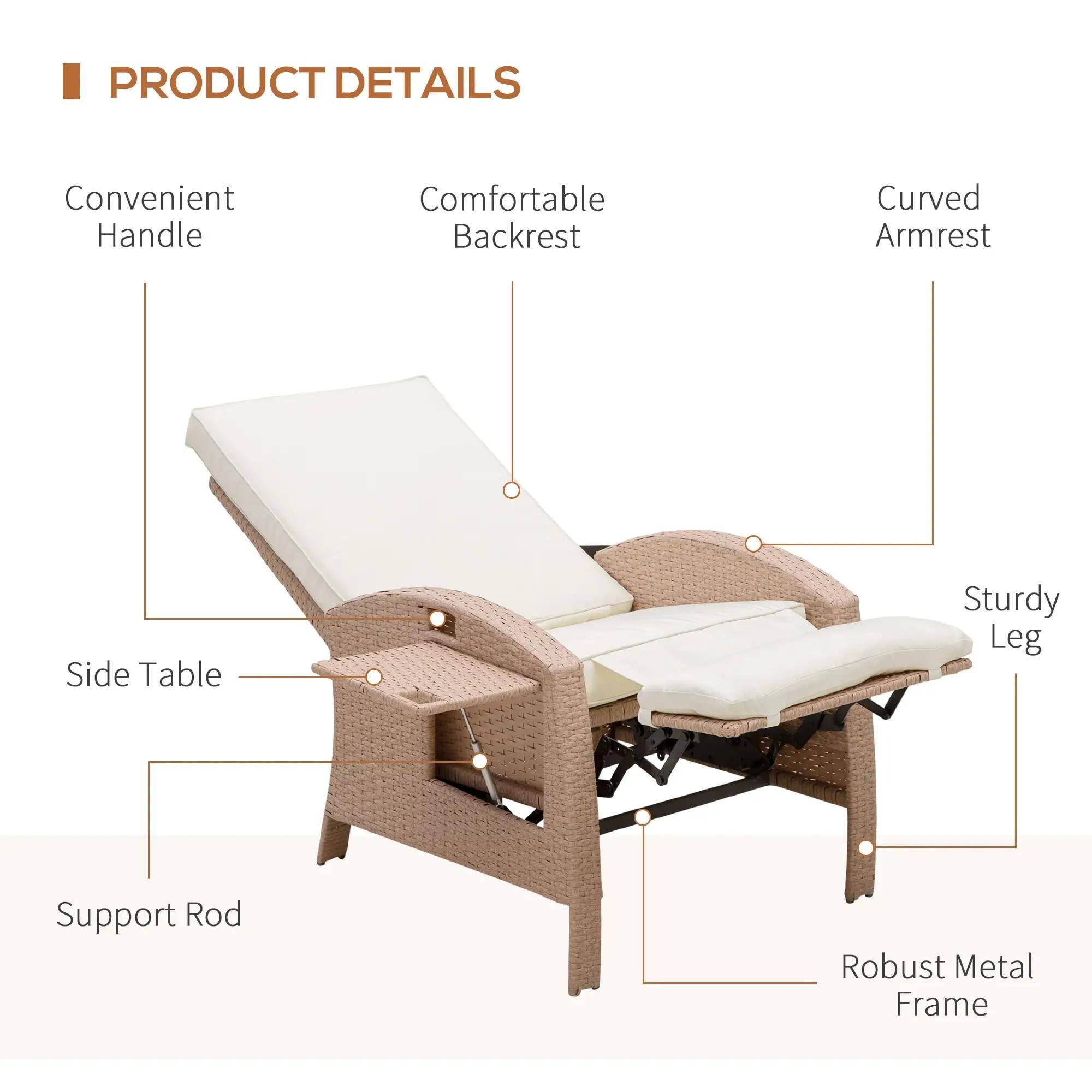 PRODUCT DETAILS

Convenient Handle
Comfortable Backrest
Curved Armrest
Side Table
Sturdy Leg
Support Rod
Robust Metal Frame