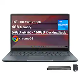 ASUS - CX14 14" FHD Chromebook Laptop - Intel Celeron N50 (2023) - 4GB Memory - 64GB Storage - Gray