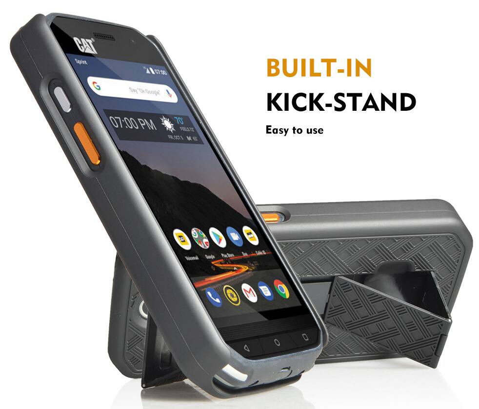CAT Sprien 0T 07:00 Say Ok Google 07:00 PM 70 FEELTE FRLOOT M 6 BUILT-IN KICK-STAND Easy to use