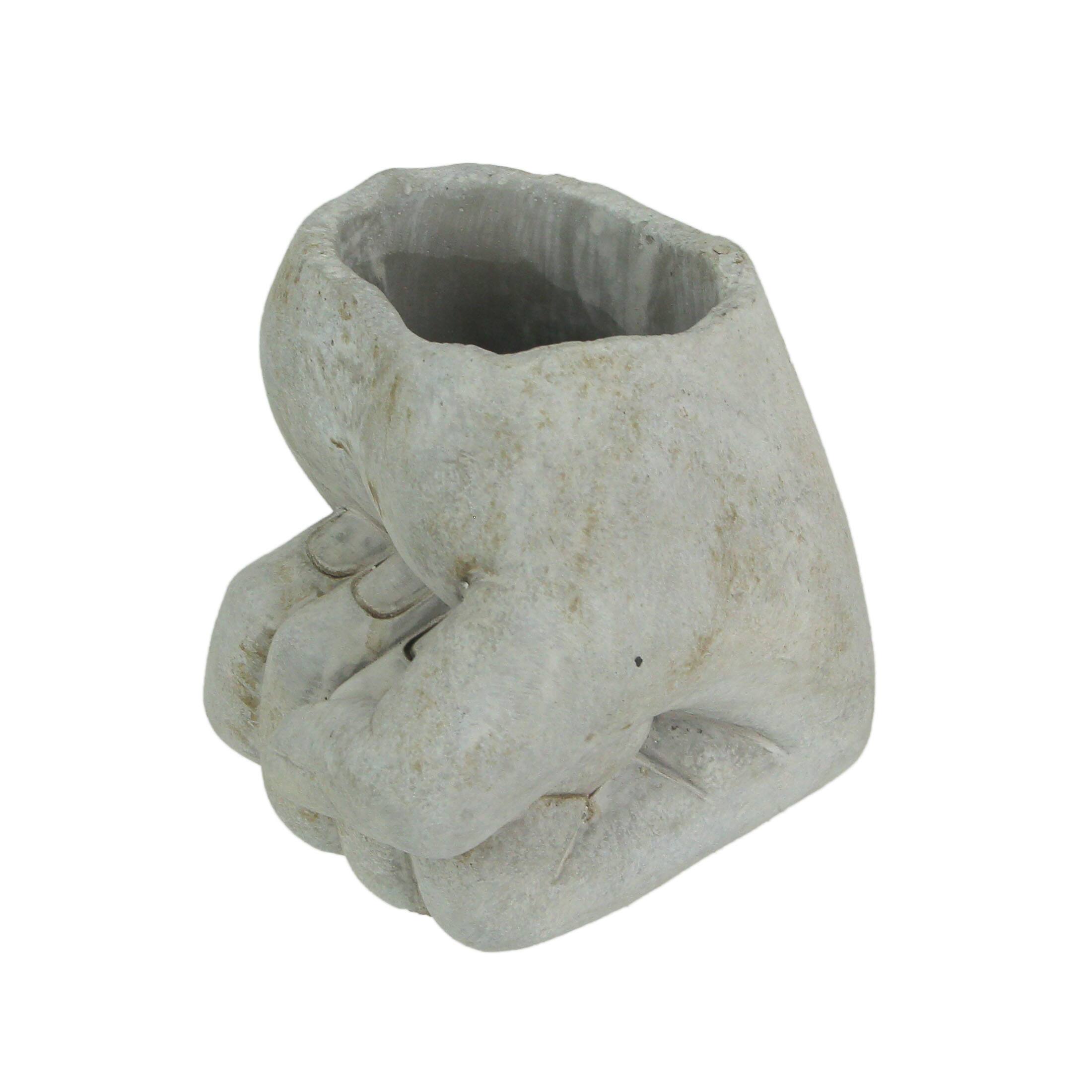 Alt View 1. Mayrich Company - 7 Inch Diameter Fist Bump Hand Concrete Plant Pot Planter / Candle Holder - Grey.