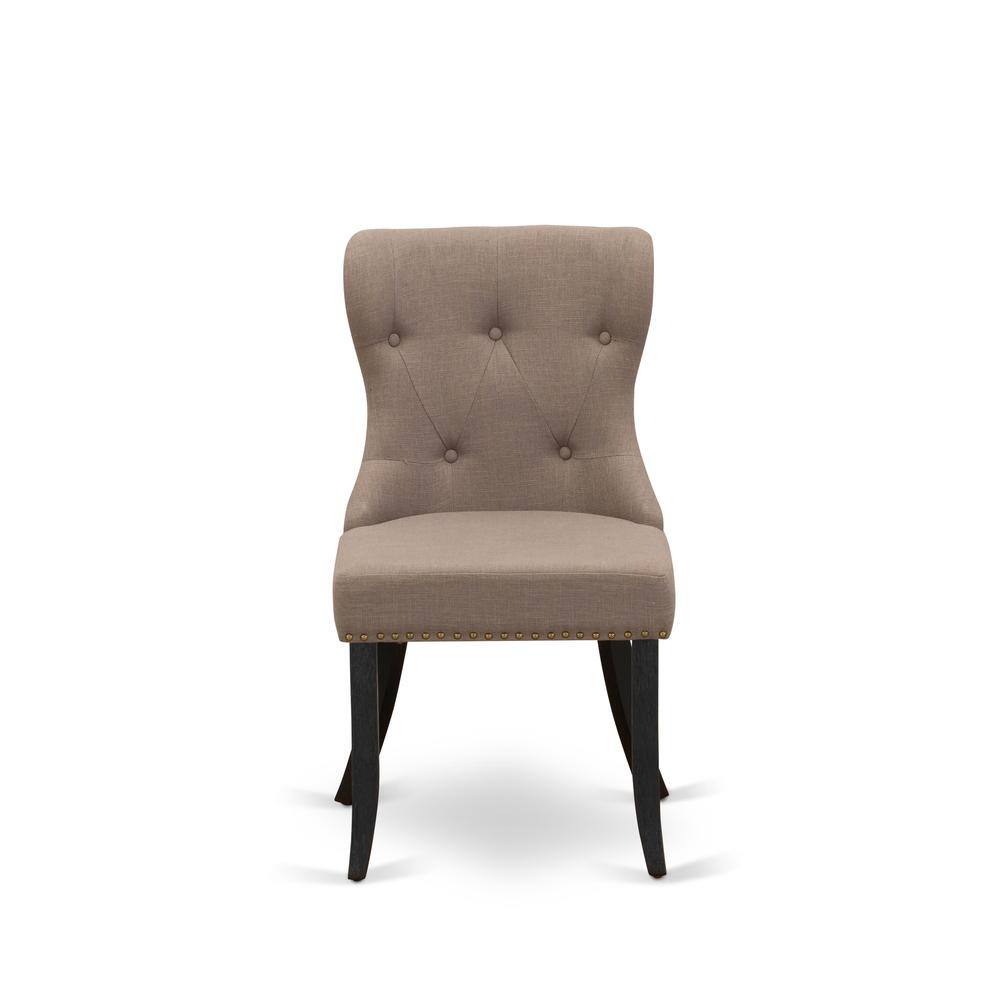 Alt View 1. East West Furniture - Set of 2 - Dining Room Chair- Upholstered Dining Chairs Includes Wirebrushed Black Wooden Frame - Black.