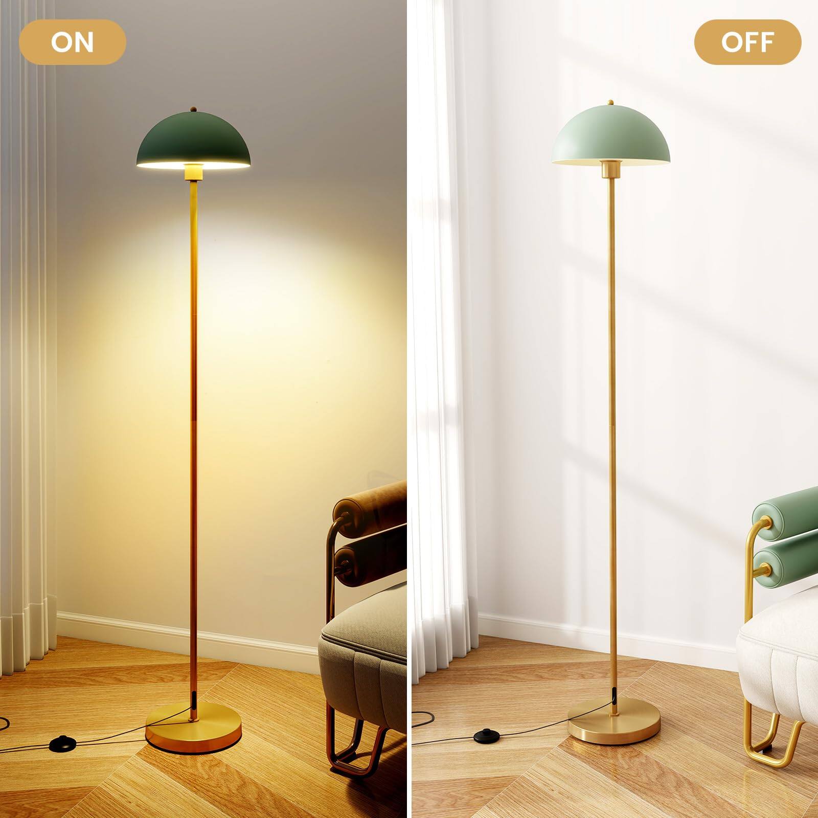 Alt View 3. Ecooso - Floor Lamp with Adjustable Head and Foot Switch, Standing Reading Lamp for Living Room.