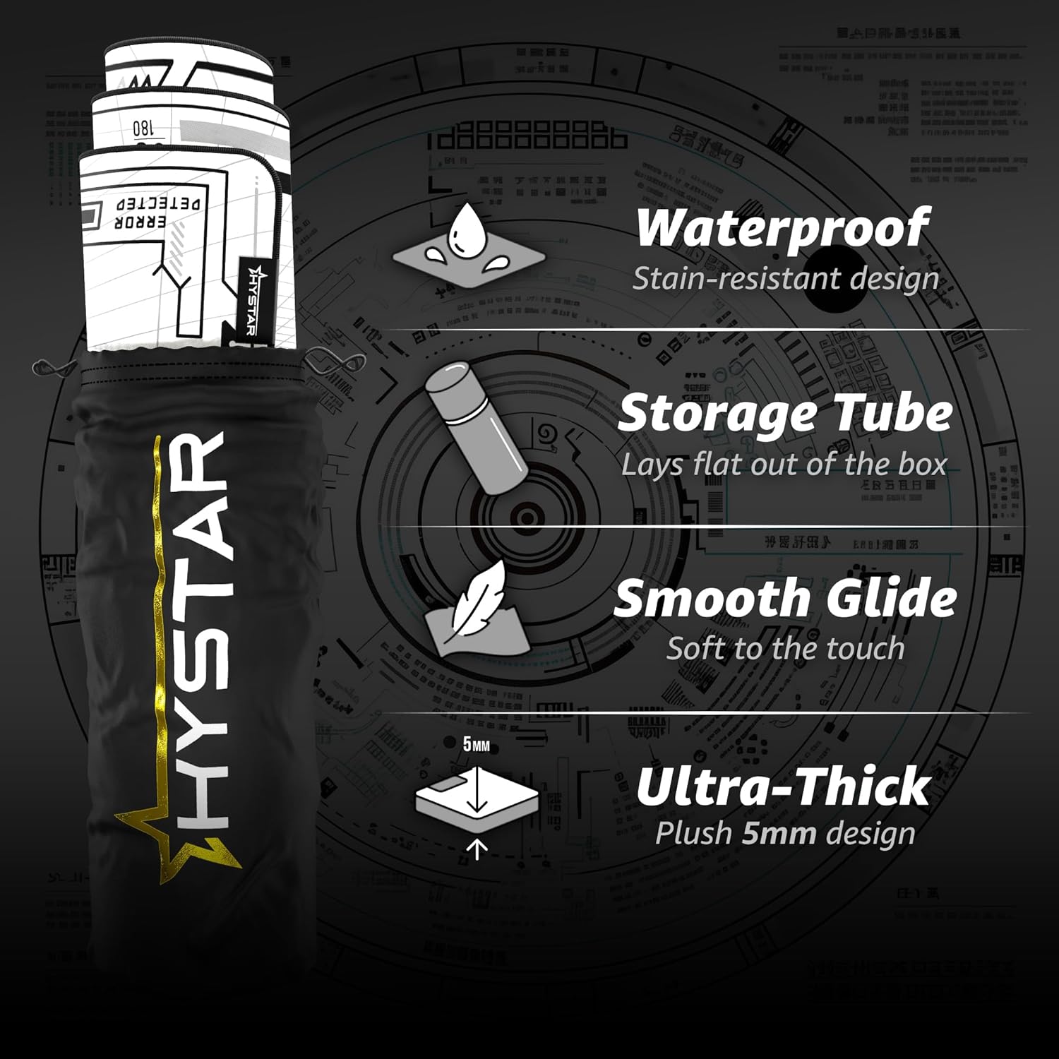 180 DETECTED ERROR ATSYAT HYSTAR

- Waterproof
- Stain-resistant design
- Storage Tube
- Lays flat out of the box
- Smooth Glide
- Soft to the touch
- Ultra-Thick
- Plush 5mm design