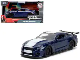 2016 Ford Mustang GT Dark Blue Metallic with White Stripe "F9" (2021) "Fast & Furious" Series 1/32 Model Car by Jada