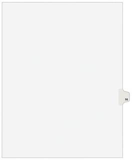 Avery - Legal Pre-Printed Paper Dividers, Side Tab #16, Style, Letter Size, 25/Pack - White