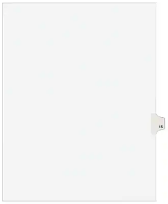 Front. Avery - Legal Pre-Printed Paper Dividers, Side Tab #16, Style, Letter Size, 25/Pack - White.