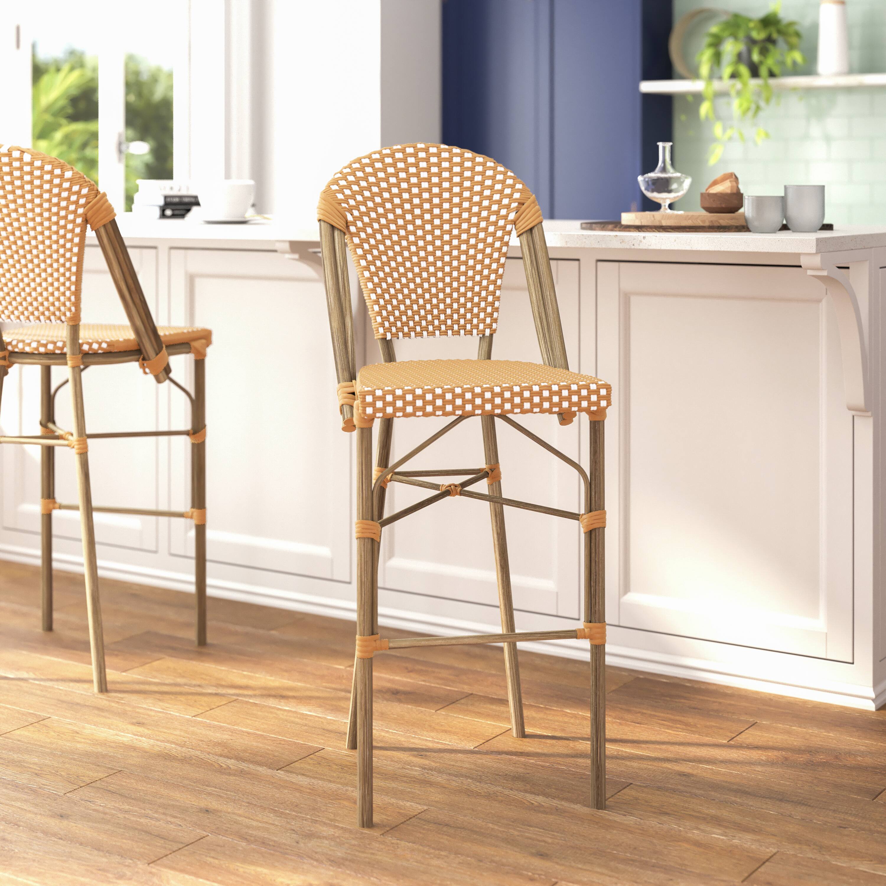 Alt View 2. Flash Furniture - Lourdes Stackable Indoor/Outdoor Bistro 30" High Barstool, Commercial Grade, Natural/White and Light Natural Finish - Natural.