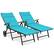 Front. Costway - 2PCS Aluminum Rattan Lounger Recliner 5-Position Adjustable Chair - Turquoise.