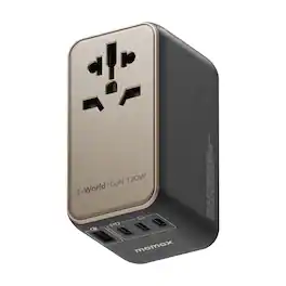 Momax - 1-World Universal 4-Port Travel GaN Charger 120W + USB-C Cable - Titanium Gold