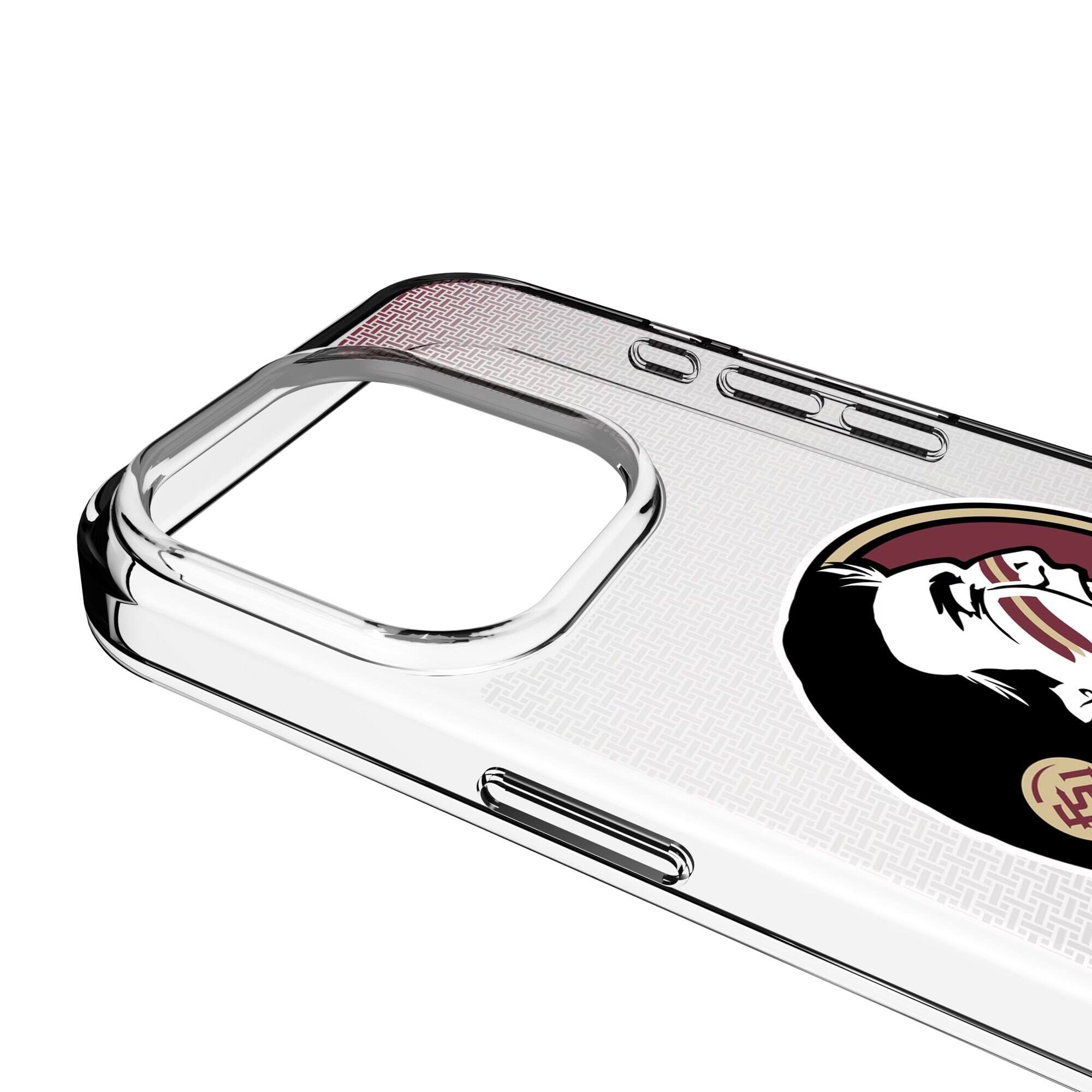 Alt View 2. Keyscaper - Florida State Seminoles Linen Logo iPhone Clear Case - 13 Pro Max - Multicolor.