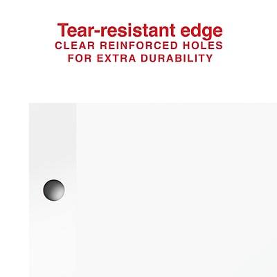 Tear-resistant edge  
CLEAR REINFORCED HOLES  
FOR EXTRA DURABILITY