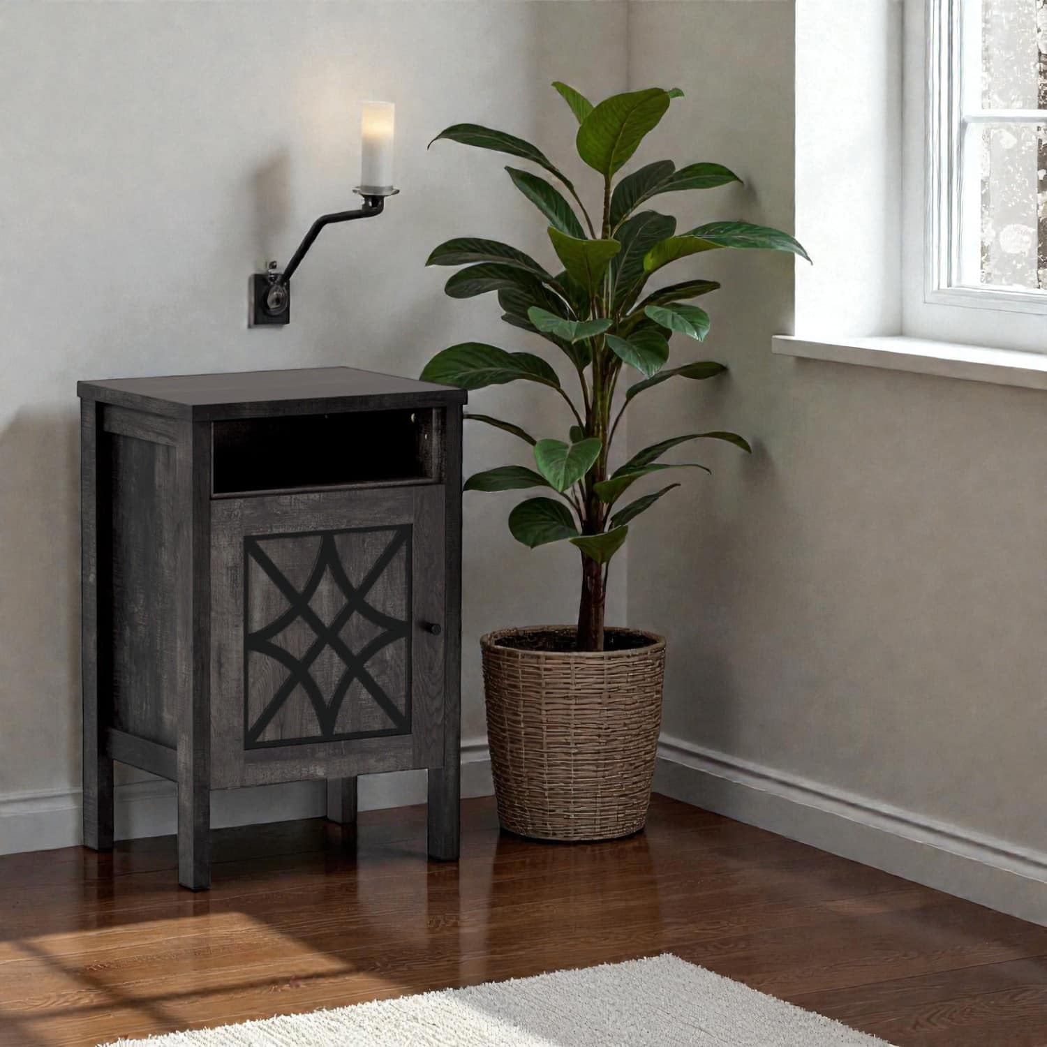 Hivvago - Living Room & Bedroom Robot Vacuum Organizer Cabinet with Shelving - Dark Gray