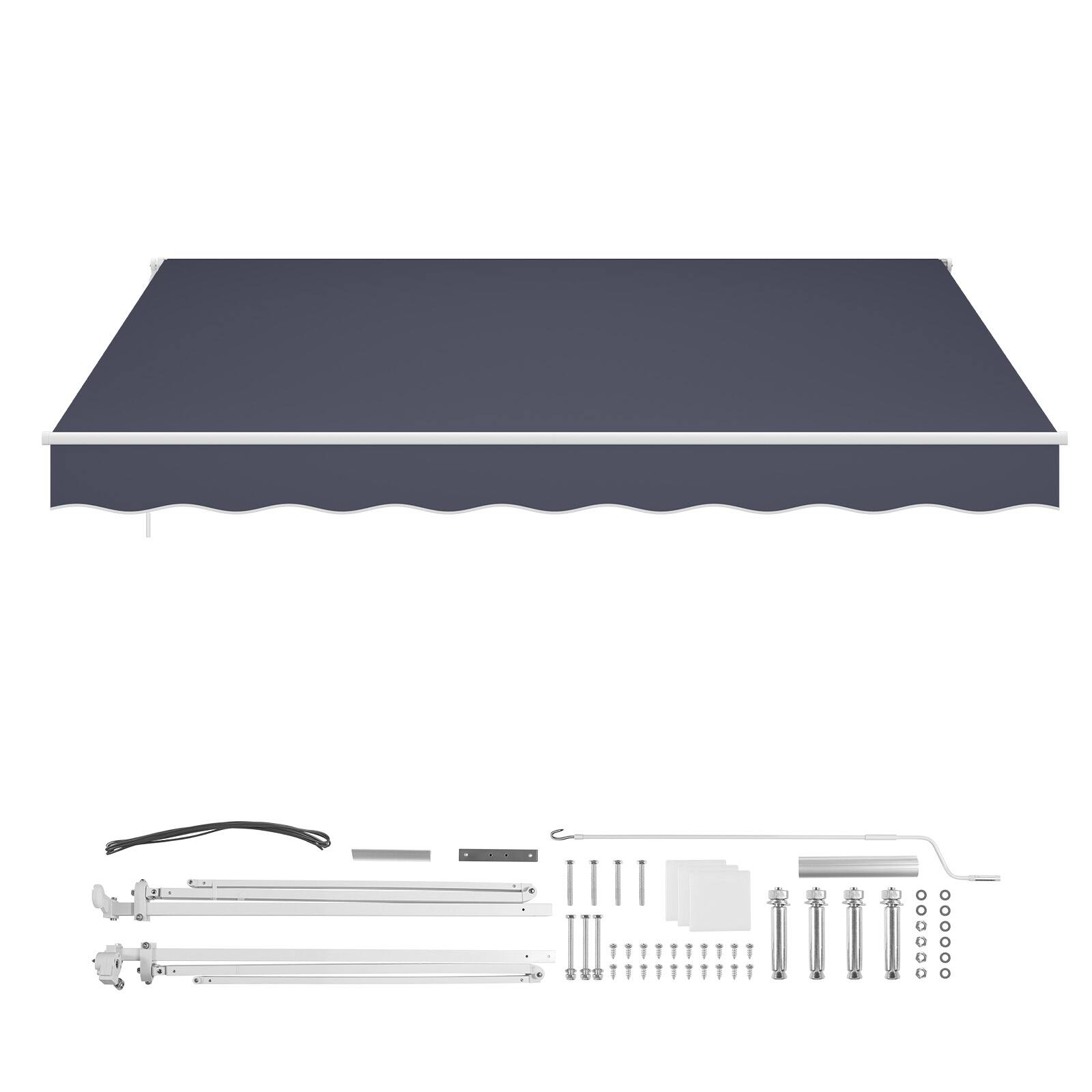 Alt View 5. VEVOR - Manual Retractable Awning, 13.1' x 9.8' Outdoor Patio Awning Retractable Sun Shade, Patio Door Window Water-Resistant - Dark Gray.