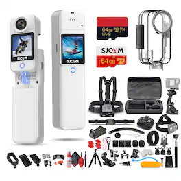 SJCAM - C300 4K Dual Touchscreen Action Camera Bundle - White