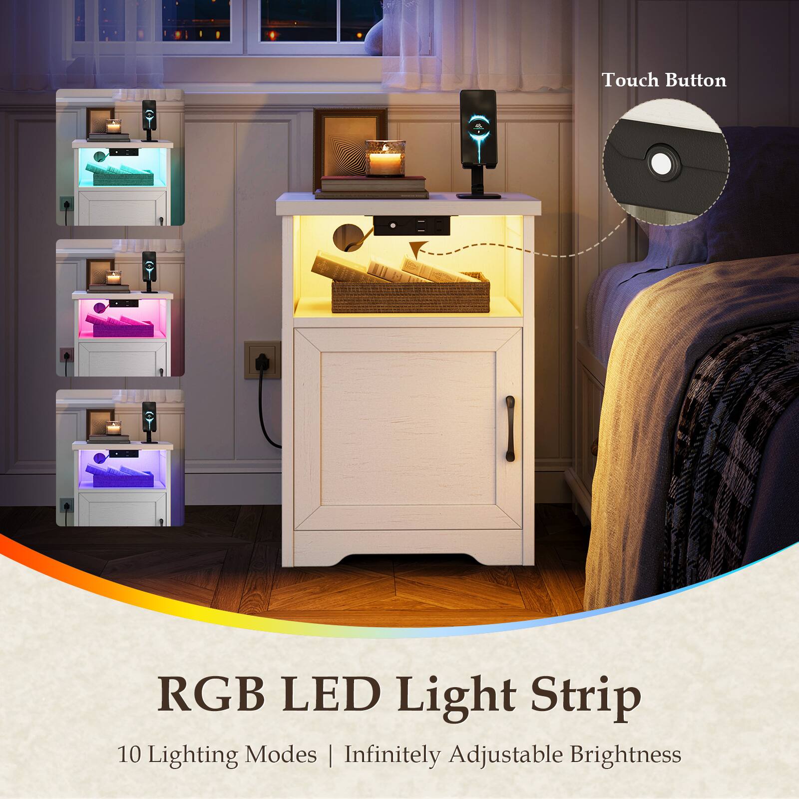 Touch Button RGB LED Light Strip  
10 Lighting Modes | Infinitely Adjustable Brightness