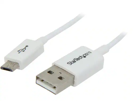 Front. StarTech.com - StarTech USBPAUB1MW 1m White Micro USB Cable - A to Micro B.