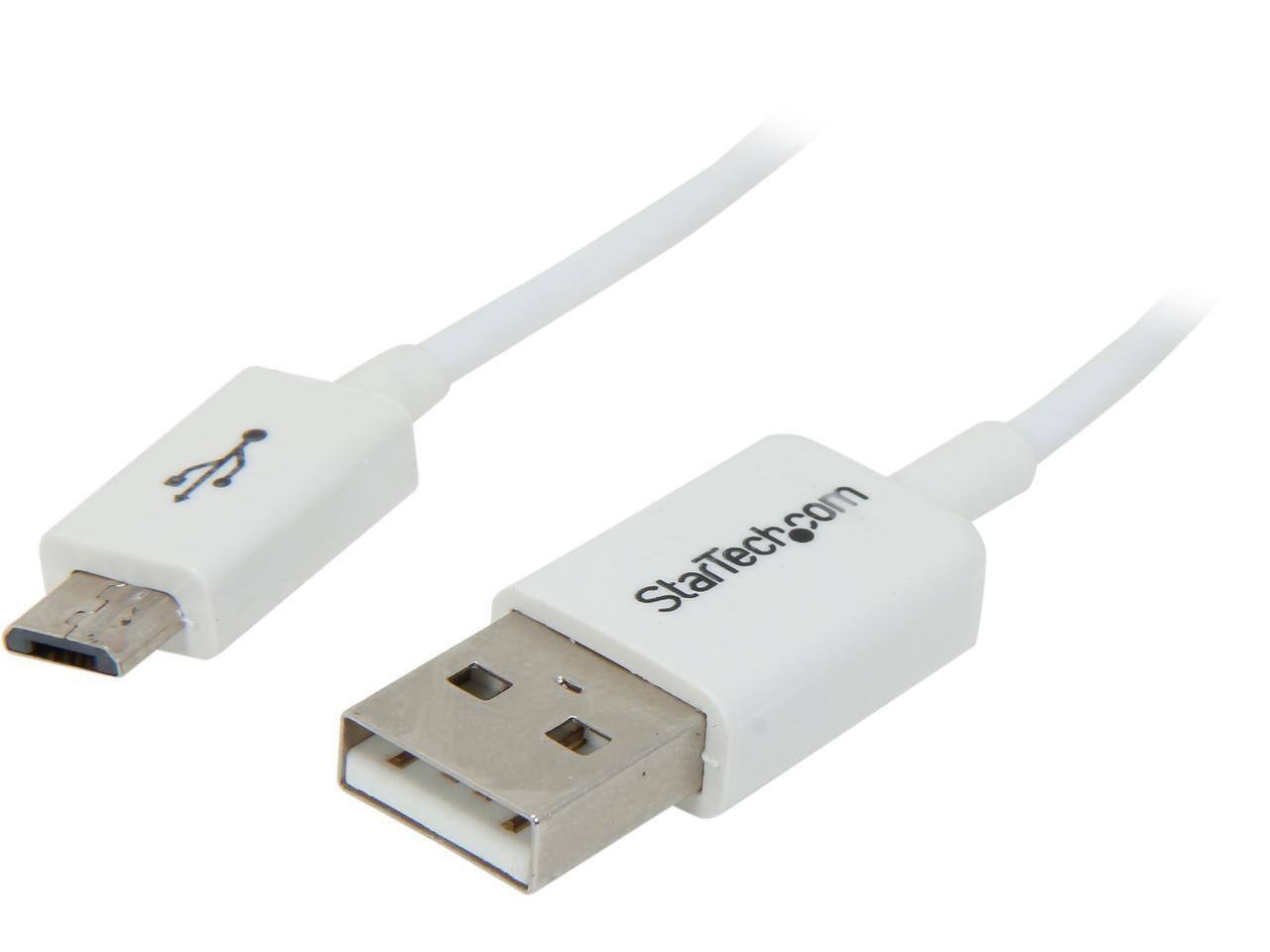 Front. StarTech.com - StarTech USBPAUB1MW 1m White Micro USB Cable - A to Micro B.