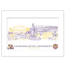 Indigo Falls - LSU Tigers 11" x 14" Matted Campus Wall Art Collage - Multicolor