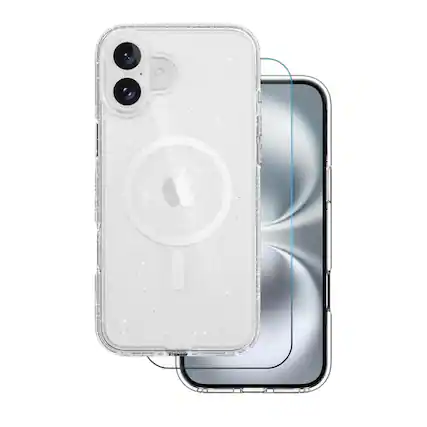 Front. Entronix - Entronix iPhone 17 Bundle - Glitter Clear Case with Screen Protector - Clear.