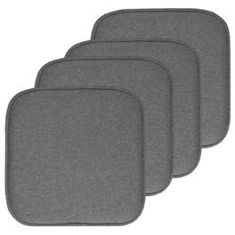 Sweet Home Collection - Charlotte Jacquard Memory Foam No Slip Back 16" x 16" Chair Pad Cushion, 4-Pack - Gray