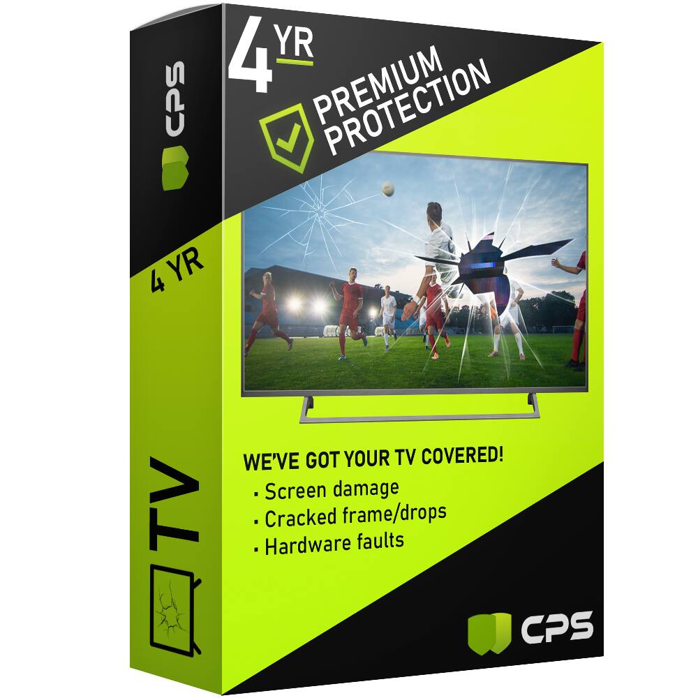 CPS  
4 YR  
PREMIUM PROTECTION  

WE'VE GOT YOUR TV COVERED!  
- Screen damage  
- Cracked frame/drops  
- Hardware faults  

CPS