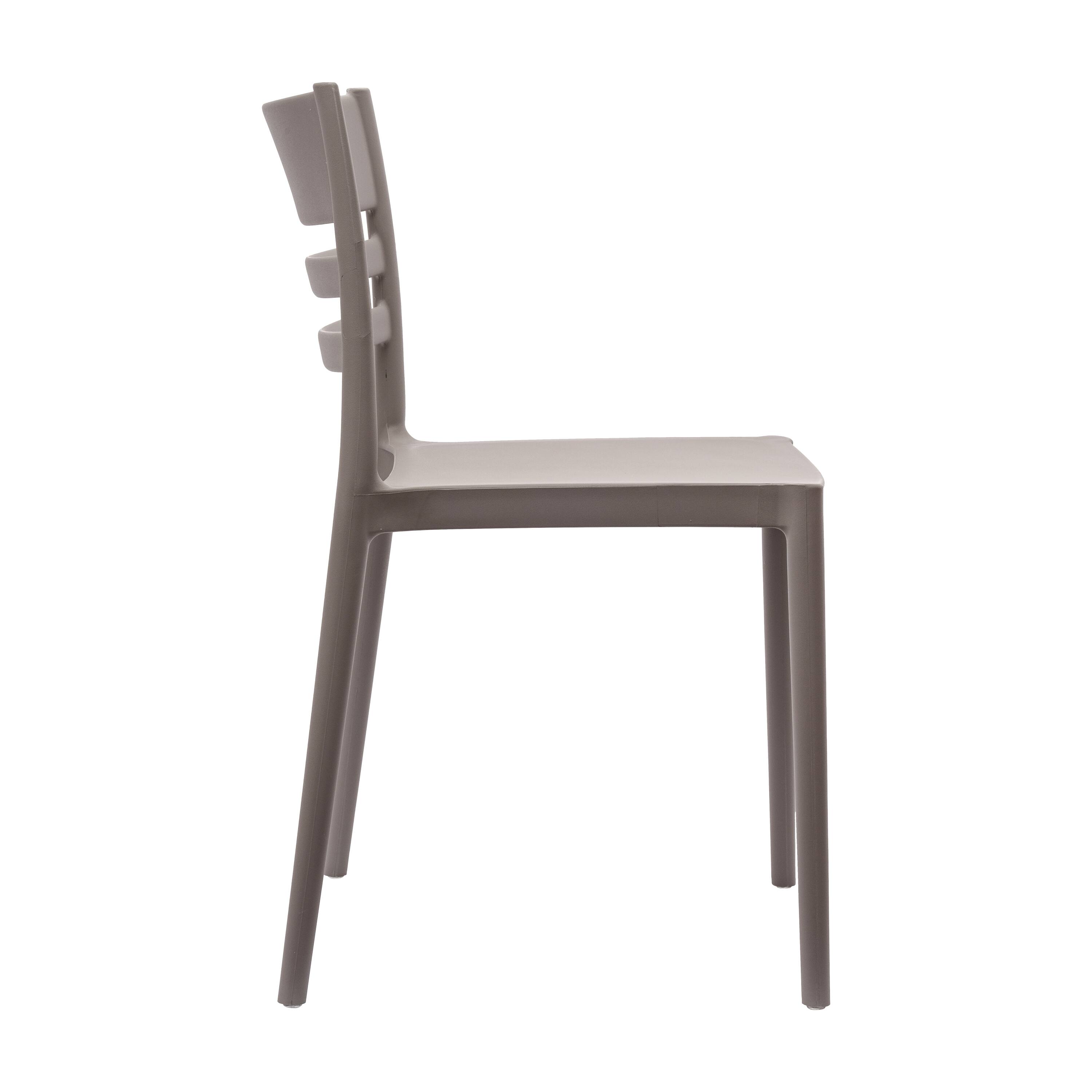 Left. Flash Furniture - Bridgeport Indoor-Outdoor Stacking Patio Chair with Slatted Backrest, Commercial All-Weather Resin Chair in Gray - Gray.