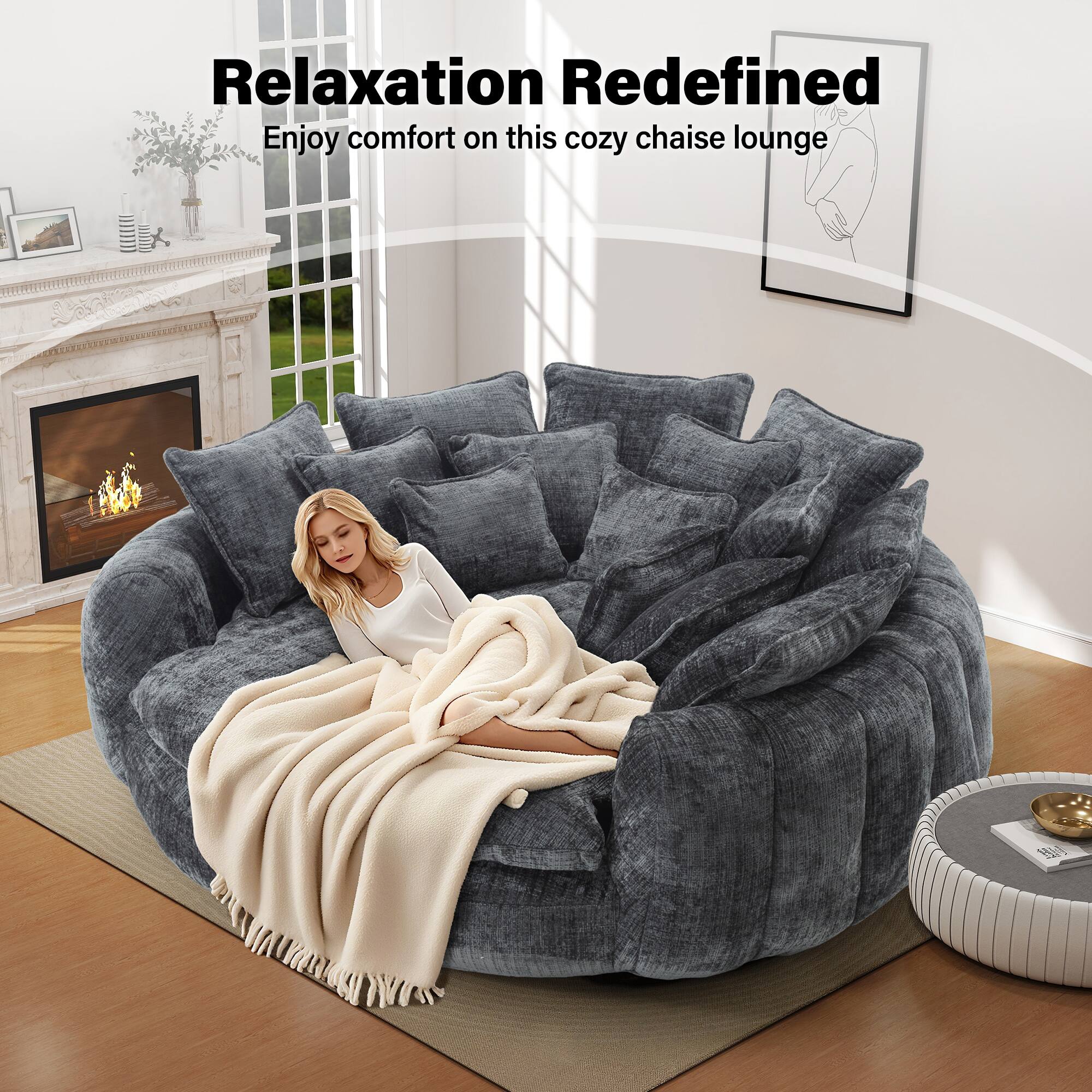 Relaxation Redefined  
Enjoy comfort on this cozy chaise lounge