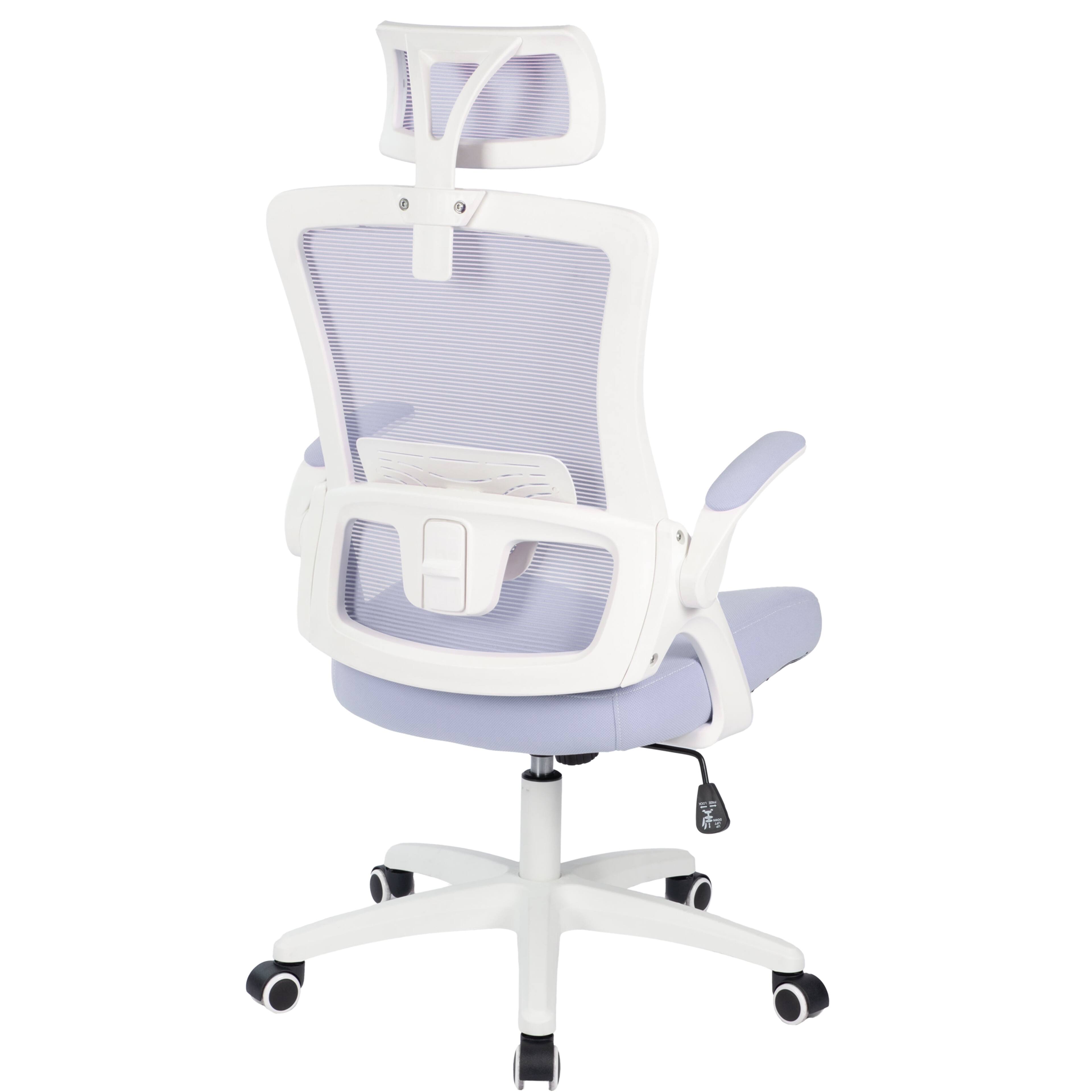 Alt View 4. Neo Chair - Office Desk Chair Computer High Back Support Mesh Comfy Adjustable Ergonomic Headrest Lumbar Rolling Flip-up Armrests - Plastic Base-Purple.