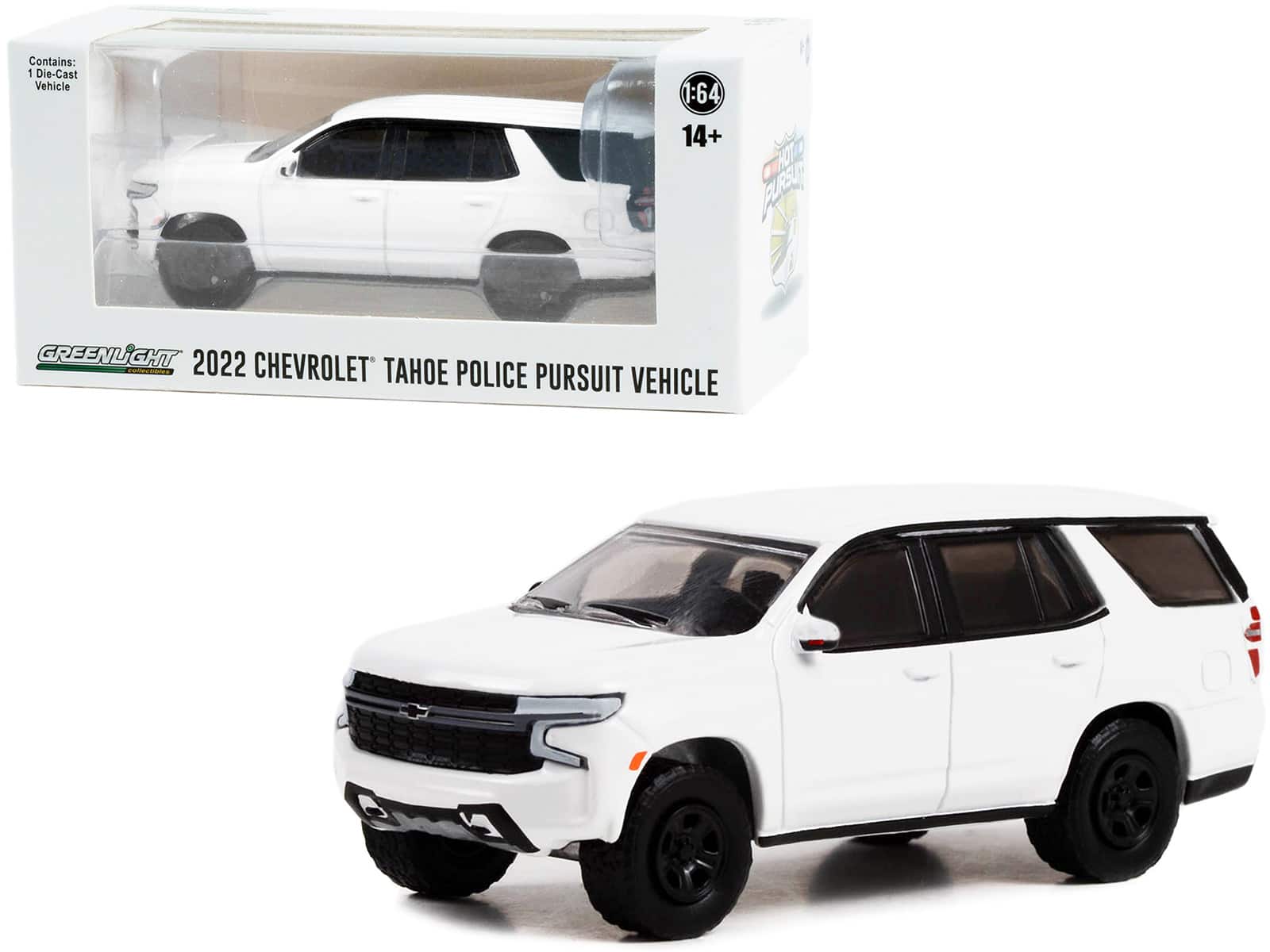 2022 Chevrolet Tahoe Police Pursuit Vehicle Hot Pursuit Hobby Exclusive 1/64 Diecast Greenlight - White